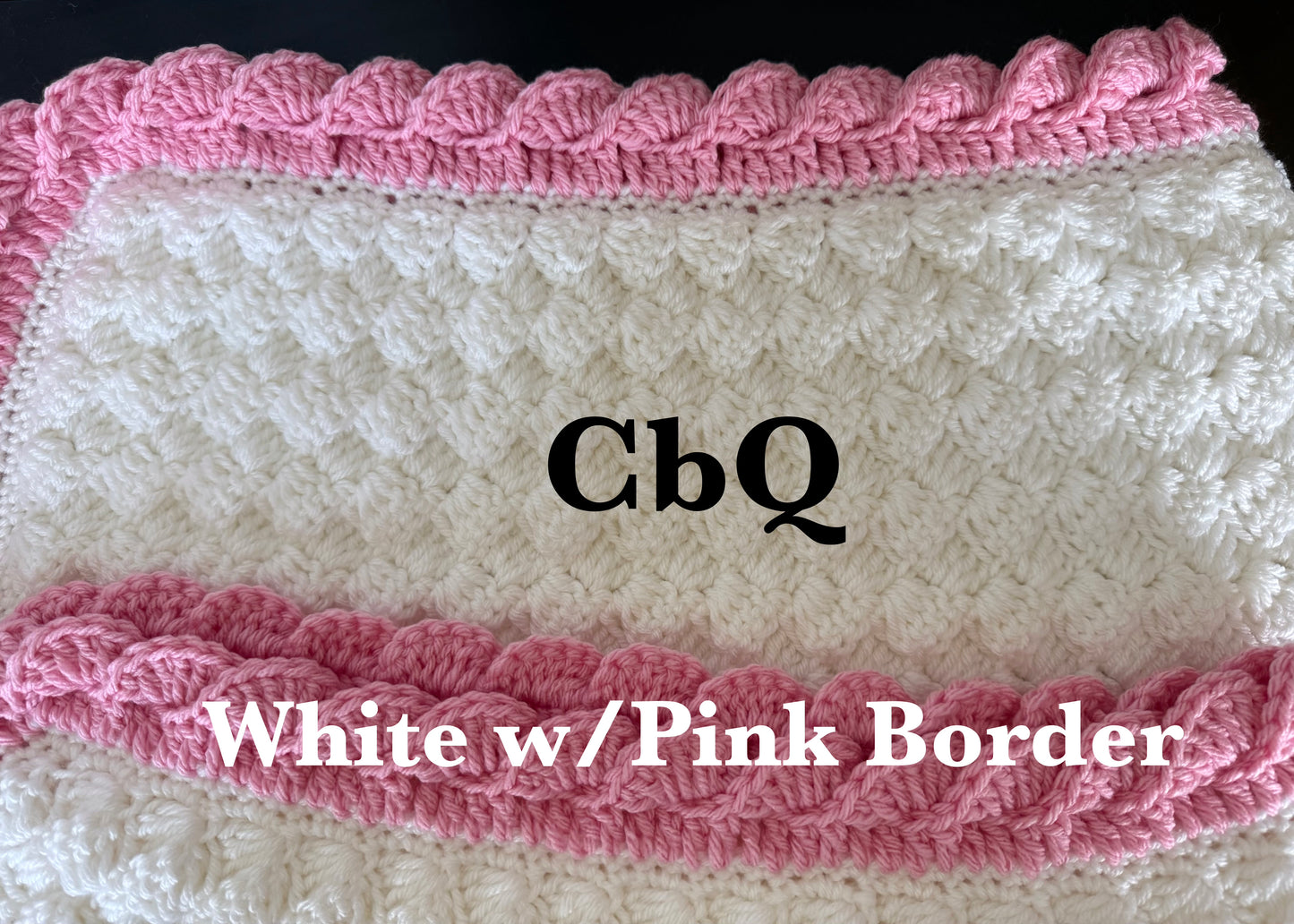 White with Pink Border Blanket (Medium)