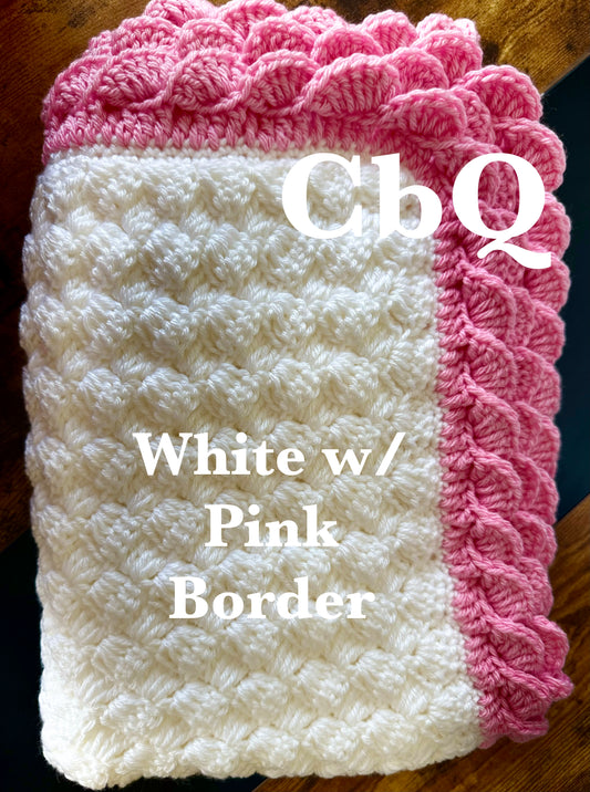 White with Pink Border Blanket (Medium)