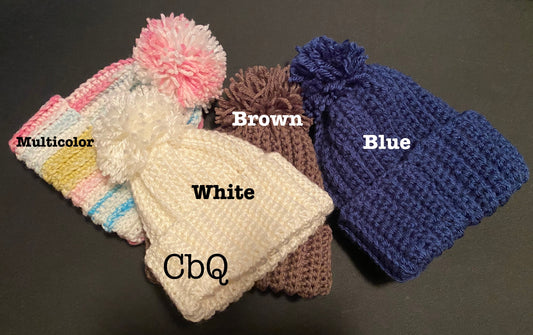 Ridge Baby Hats w/Pom Pom